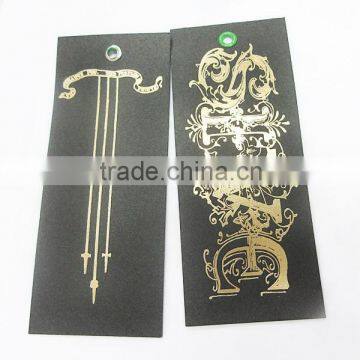 Custom Made Thick Card Silk Screen Print Gold Logo Tag