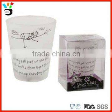 PVC box packing 1.5oz cute souvenir shot glass individual gift packaging