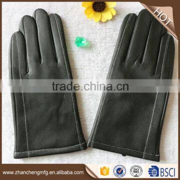 Elegant winter men goatskin wool lined leather hand gloves for wholesales