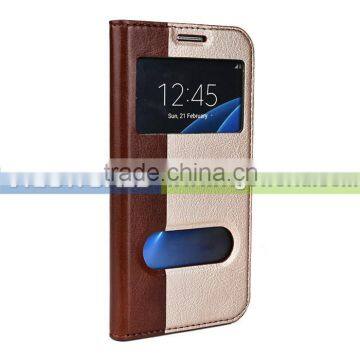 Easy call case with window pu case for samsung galaxy s7