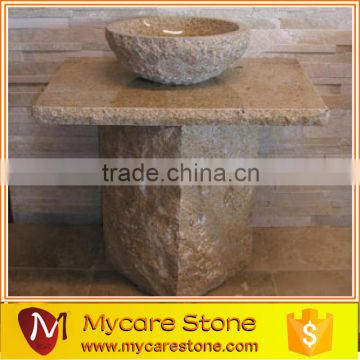 natural G682 gold granite pedestal sink with top