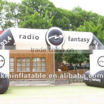 white black inflatable advertising arch with logo and base