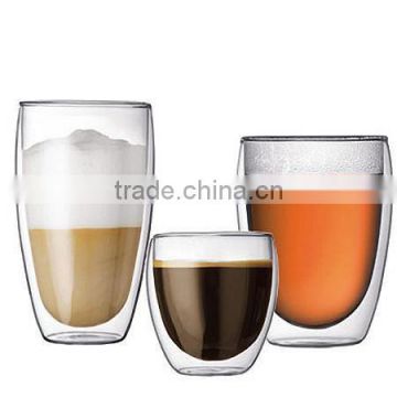 iced coffee 300ml double wall glass cup