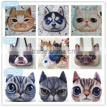 Aimigou 3D cat face handbag school bag/cat face pillow