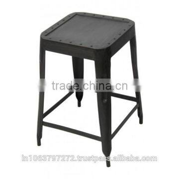 Industrial Stool Medium With Raw Metal