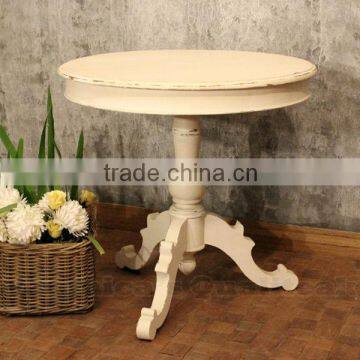 Ingrid Antique White Paint Round Table With Classic Swedish Furniture Design