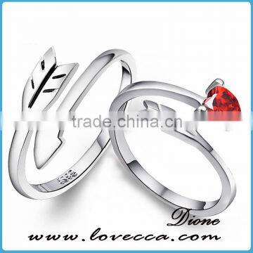 Fashion Design couple Engagement Ring 925 silver diamond ring