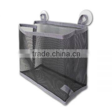 Hanging Woven Shower Wire Mesh Storage Bag Basket With Suction Cups