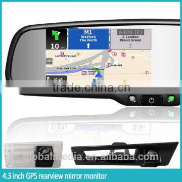 Wince car gps navigation rearview mirror with bluetooth/phonebook/FM/MP4/MP3/Back-Display