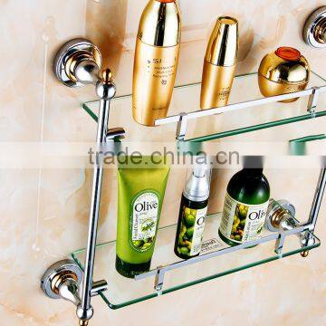 80900 Bathroom Shelf Towels for Bathroom Double Glass Shelf Hotel Use Toilet Accessories