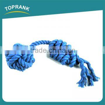 Hot sale blue handmade braided cotton pet rope toy