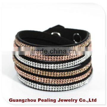 (BR10224)2 Wraps 6 Lines Shining Rhinestone Power Balance Bracelet