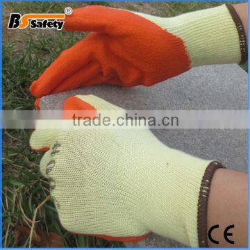 BSSAFETY 21 yarn knitted anti slip wrinkle latex coated safety gloves for building use