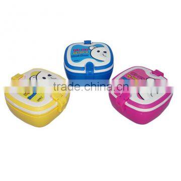 Double Layers Square Shape Kids Plastic Lunch Box With Handle