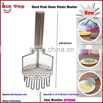 BT0208 Double Layer Stainless Steel Potato Masher Potato Ricer Fresh Potato Press Hand Push Down Potato Masher
