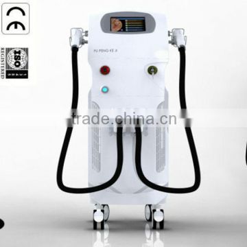 Vertical 2 Handles E Light Arms / Legs Hair Removal RF Laser IPL Machine