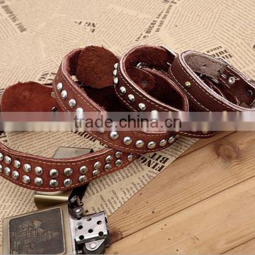 Shenzhen wholesale fashion high quality genuine leather dog collars