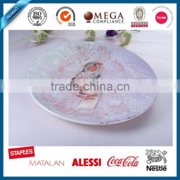 high quality melamine round plate with cartoon printed for kids