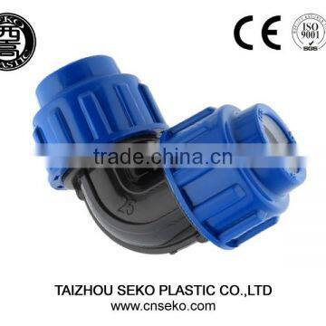 pp pe compression fittings/spanish style pe compression 90 deg equal elbow for irrigation pipe fittings