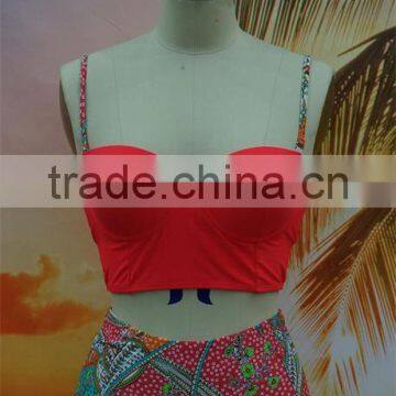 2016 New Arrival Flower Printed Retro High Waist Bikini photo-3