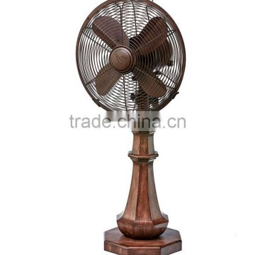 16'' Pedestal Floor Sleep Fan, Oil Cherry Wood Finish, Vintage Style