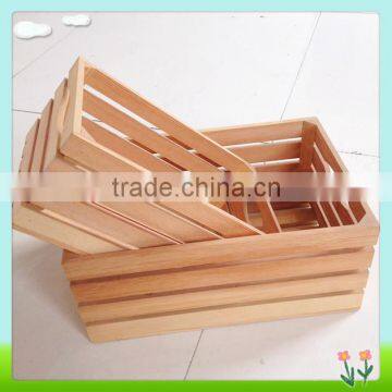 Wood slat basket for fruit vegetables