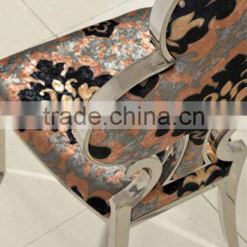 B355 Classic Design Stainless Steel Frame Flower Fabric Velvet Dining Chairs photo-3