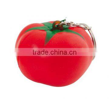 Popular promotional anti stress fruit keyring custom pu ball keyring