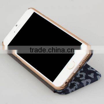 Denim Fabric Leather Card Slots Flip Phone Case for IPhone6 Case Wallet photo-6