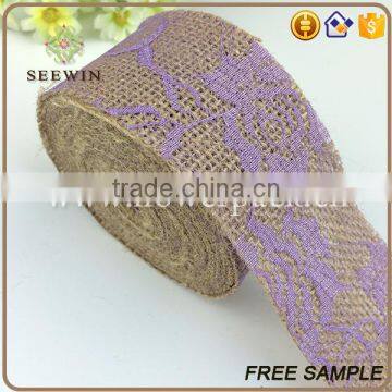 trendy high quality lace pattern jute ribbon