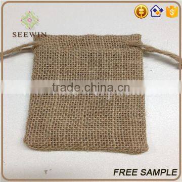 Drawstring Logo Printed Small Natural Jute Bag photo-2