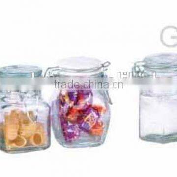 clear glass candy jar with ceramic lid