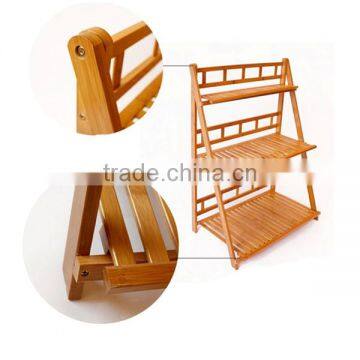 Popular Garden 3-tier Bamboo Plant Stand Flower Shelf for Outdoor Display photo-3