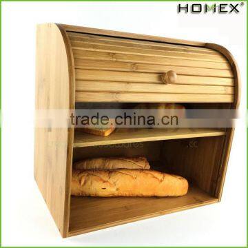 Bamboo kitchen double bread box Homex-BSCI