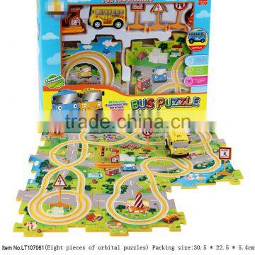 new products 2015 Electric Orbital Puzzle Cartoon bus puzzle plastic puzzle