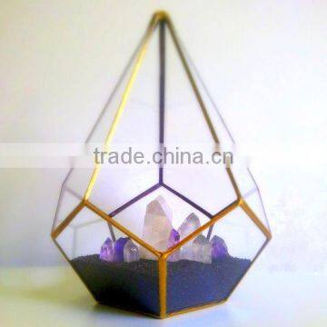 Gold Wedding Crystal Garden Glass Geometric Terrarium