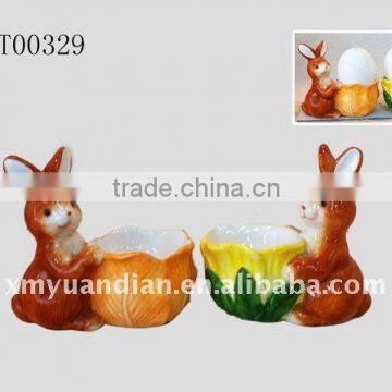 rabbit holding flower shape egg poacher cup set