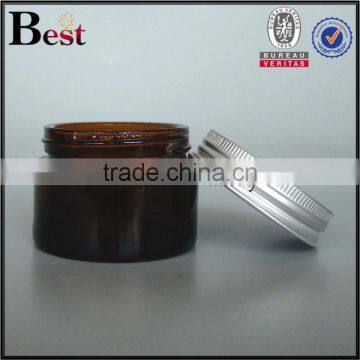 Best Sellers 30g High Quality Amber Glass Cosmetic Jar Straight Round Amber Glass Jar With Metal Lid Wholesale photo-2