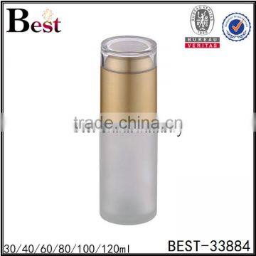 China New Products Cosmetic Lotion Frosted Glass Cosmetic Bottle 100 ml White pp Pump and Gold Aluminum Cap photo-3