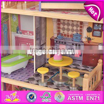 New Design Children Luxurious and Attractive Toys Gifts Wooden Modern Dollhouse W06A223 photo-3