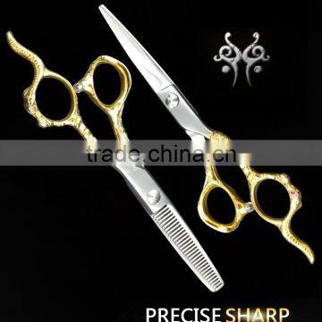 2017 New Design Hair Thinning Scissors With Golden Carving Handle photo-2