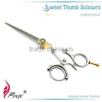 Ergonomic Double Swivel Thumb Rings Japanese Steel Hairdressing Scissors