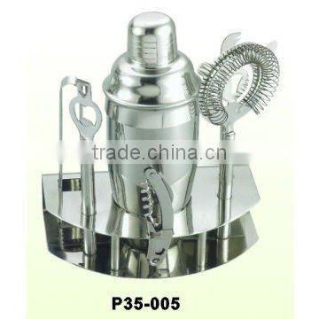 5pcs high quality stainless steel bartending set with SS holder