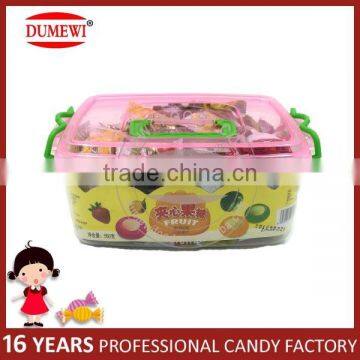 Halal Tablet Center Filled Fruit Hard Candy in Square Jar photo-2