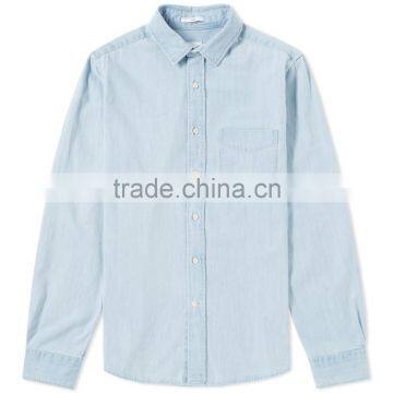 Men fashion Washed denim shirt