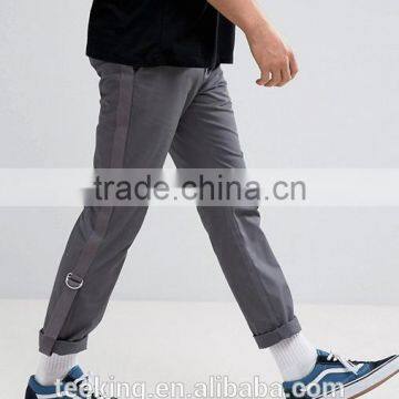 Stylish brand quality mens slim fit trousers with side webbing