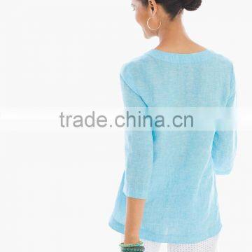 New Arrived Women's Stand Collar Front Button up Shirt photo-2