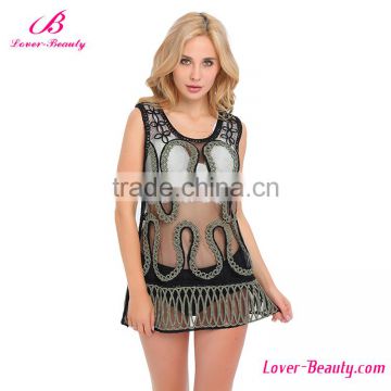 Fashion Black Transparent Woman Sexy Beach Party Wear Dress