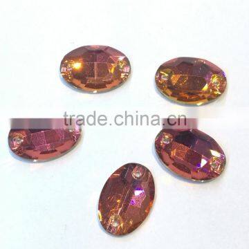 Oval Shape Wholesale Flat Back Sew on Crystal Facncy Rhinestone With Holes for Jewelry Making photo-2