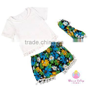 Wholesale High Fashion Kids T Shirt Lace Shorts Baby Girls Summer Boutique Outfits photo-3